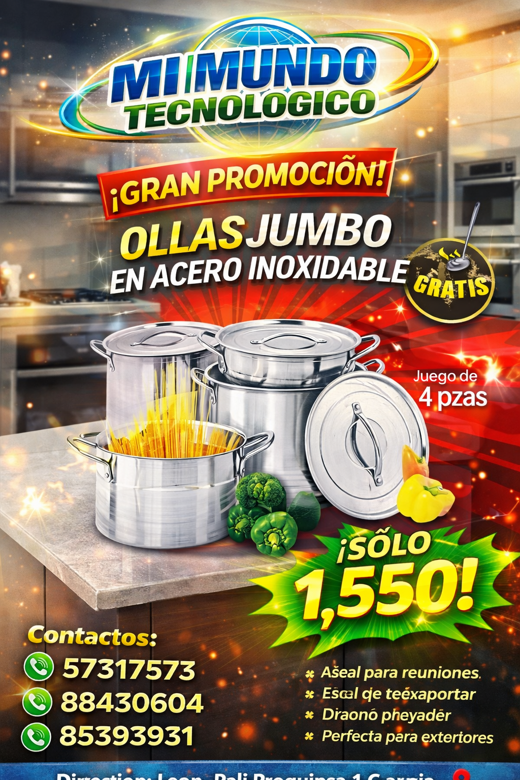 Juegos de Ollas JUMBO de acero inoxidable